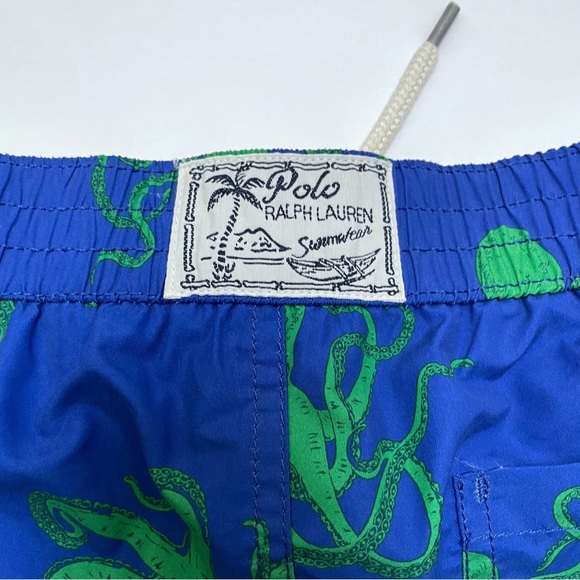 POLO Ralph Lauren Octopus Swim Shorts Blue Lined Drawstrings, Boys 14-16 - Picture 6 of 7